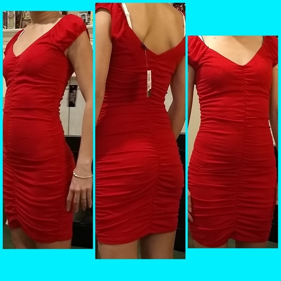 Sexy Red V-neck Bodycon Dress!!! - Picture 1 of 6